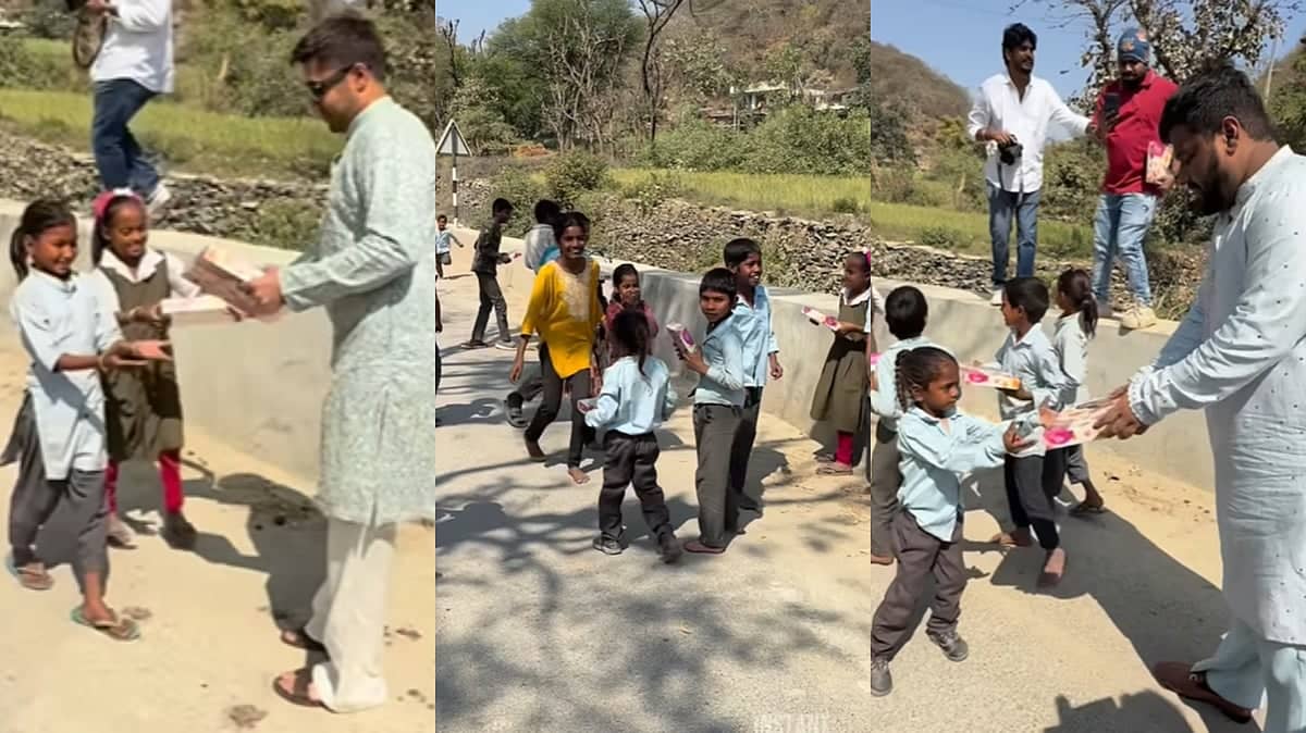Newlyweds Rashmika Mandanna, Vijay Deverakonda's Team Distributes Sweets To Underprivileged Children In Udaipur; Video Goes Viral