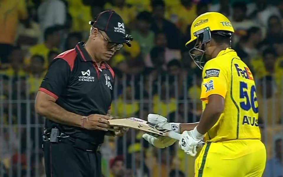 Ayush Mhatre bat check turns into Chepauk chaos