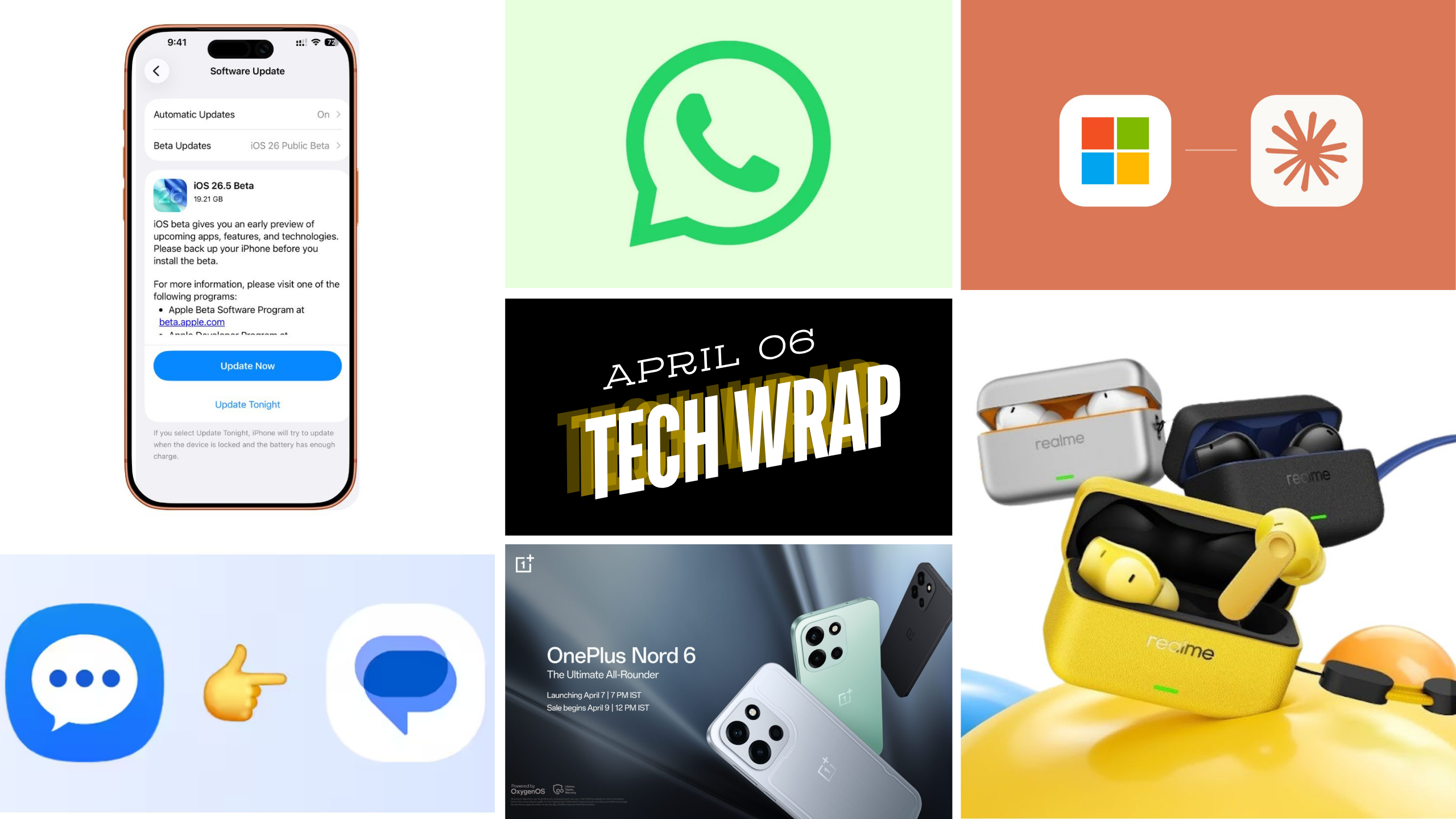 Tech Wrap April 6: Samsung Messages, WhatsApp noise cancellation, iOS 26.5