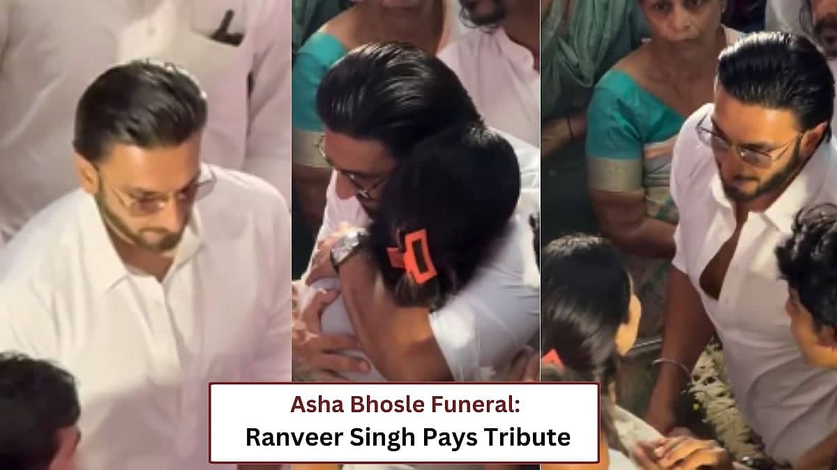 Ranveer Singh Comforts Asha Bhosle's Granddaughter at Funeral