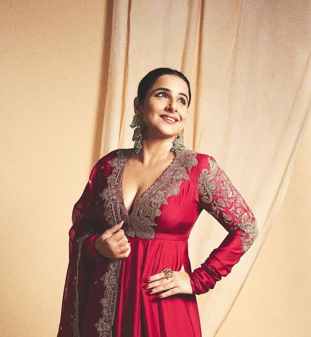 Vidya Balan Steals the Show in Red Anarkali at Launch