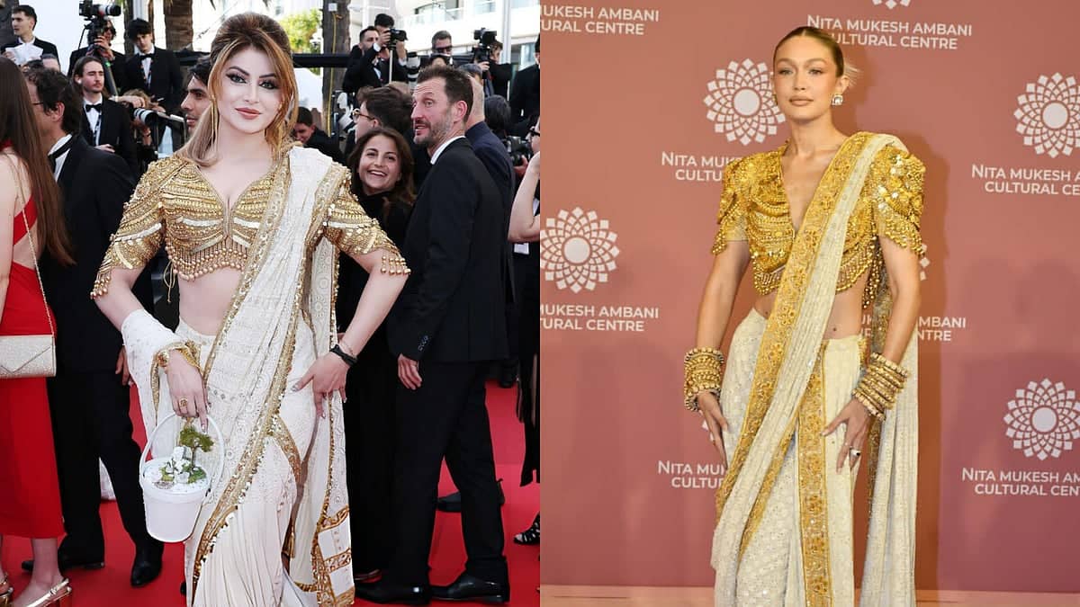 Urvashi Rautela's Saree Sparks Meme Madness at Cannes 2026