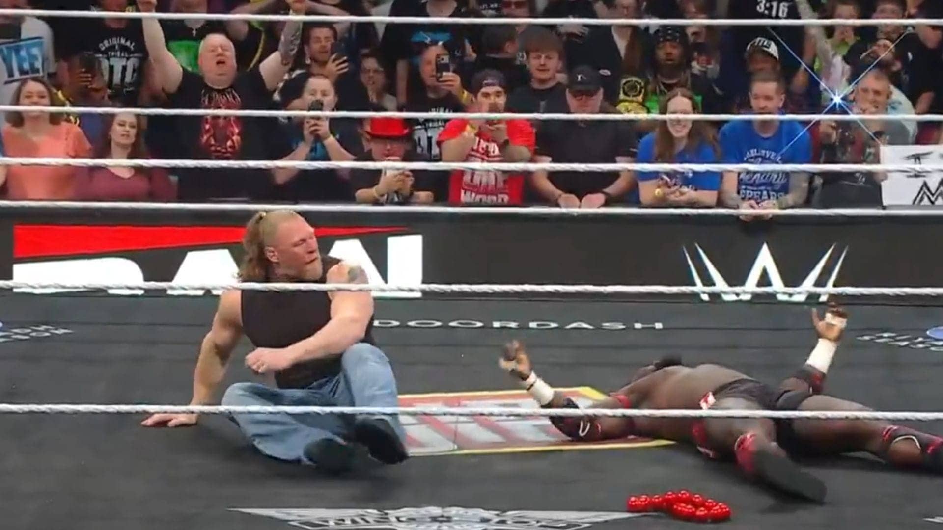 Oba Femi Gets Wrecked by Brock Lesnar on WWE RAW!