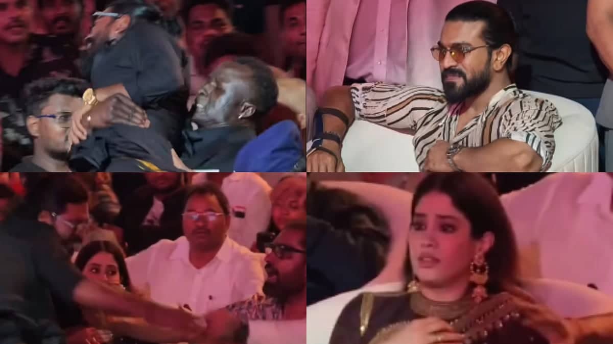 Fan Rushes Stage at Ram Charan's Event, Bodyguard Shines