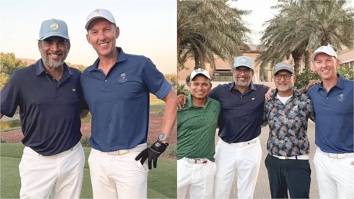 Brett Lee and R Madhavan Have a Fun Day on the Golf Course