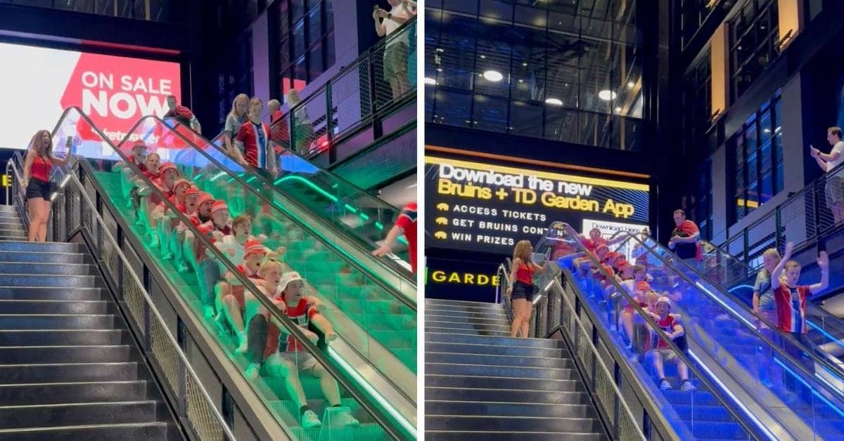 Norway Fans Electrify Boston with Viking Escalator Row