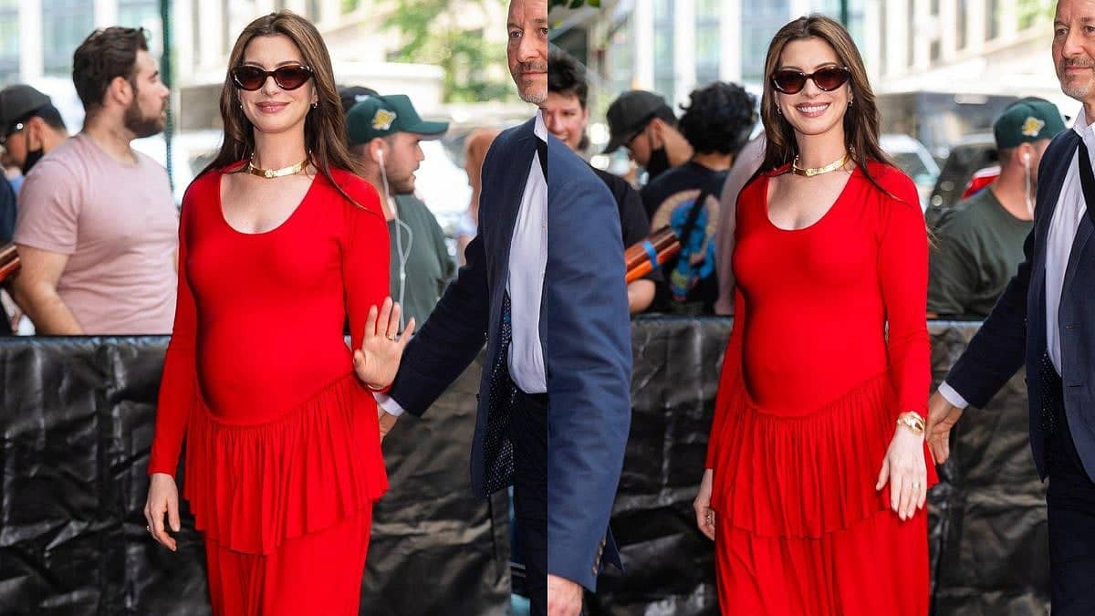 Anne Hathaway's Stunning Red Look Steals the Show in NYC