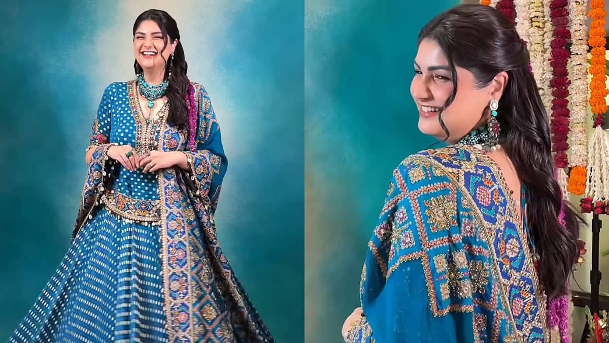 Anshula Kapoor Stuns in Teal Lehenga for Surprise Mehendi