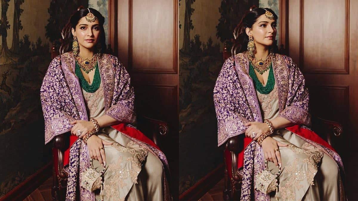 Sonam Kapoor Wows in Six-Month Purple Cape at Wedding Bash