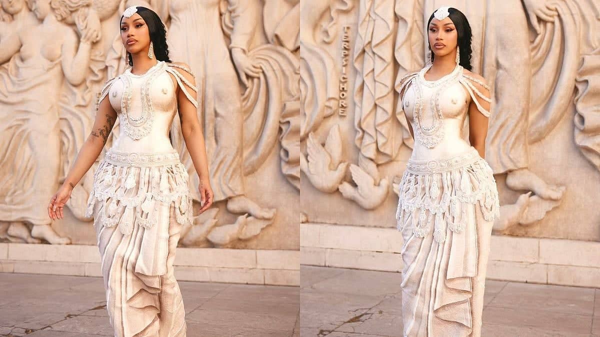 Cardi B Dazzles in Divine Rahul Mishra Gown at Paris Show
