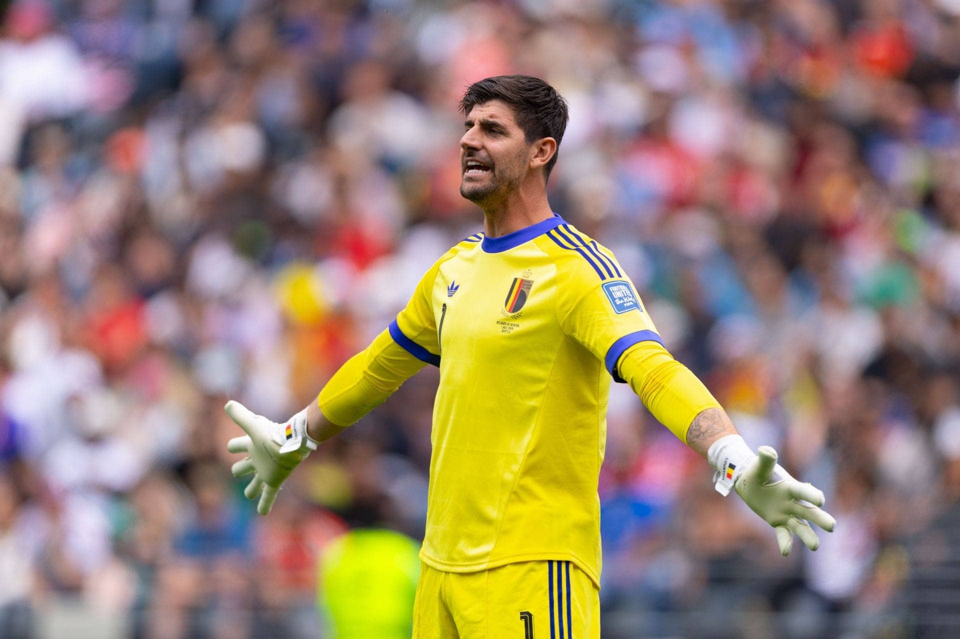 Courtois Celebrates Belgium's 4-1 Victory Over USA