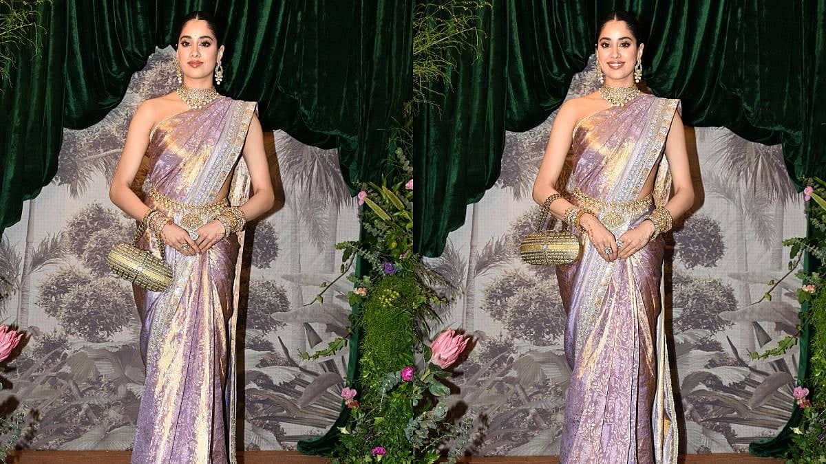 Janhvi Kapoor Dazzles in Modern Banarasi Silk at Wedding