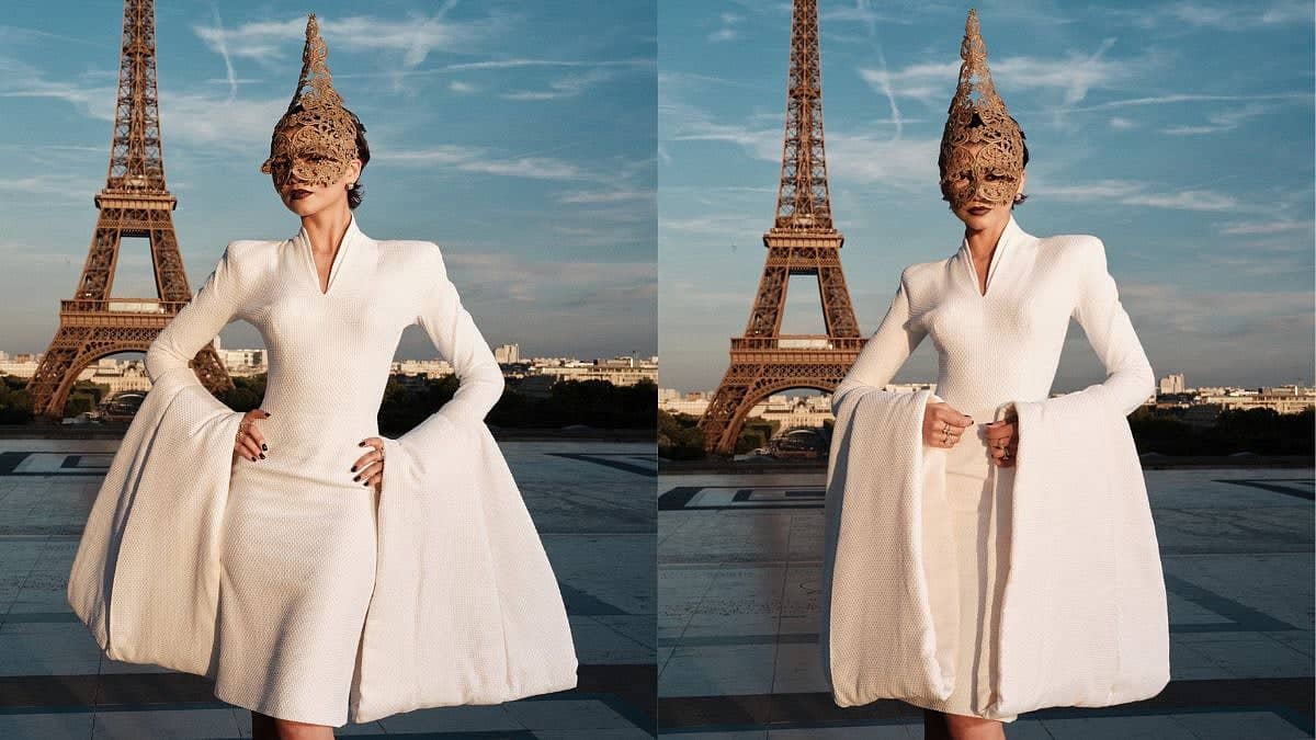 Zendaya Dazzles in McQueen Gown and Gold Mask at Odyssey