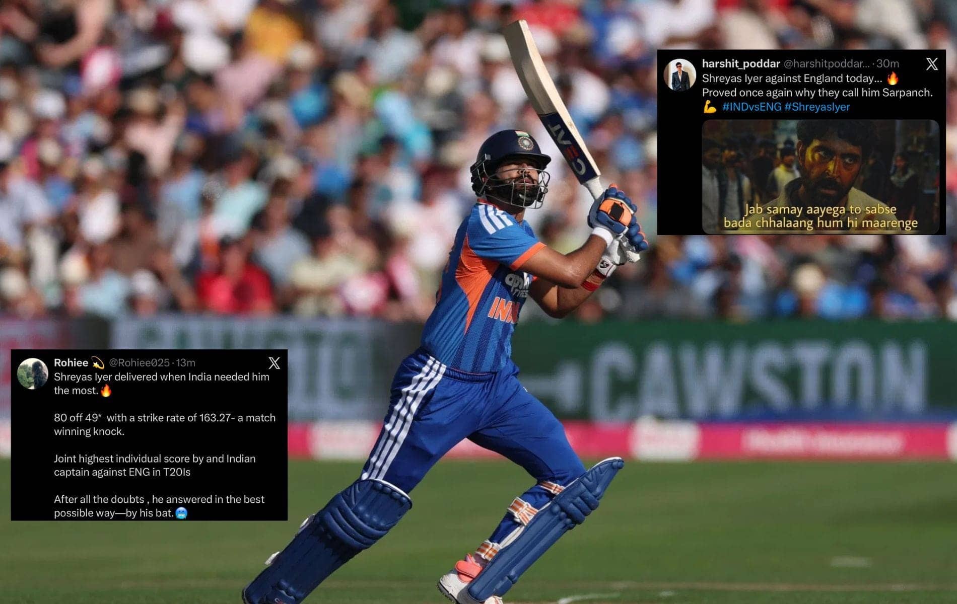 Shreyas Iyer Steals the Show with 80* in T20I Thriller
