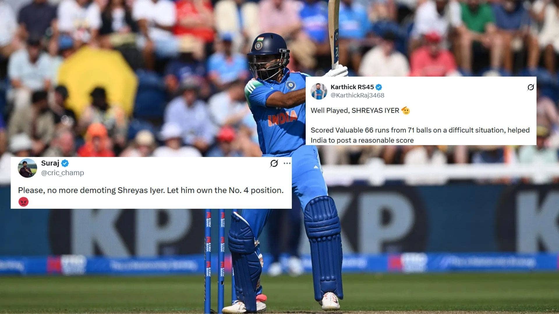 Shreyas Iyer Shines with 66 in ODI Against England