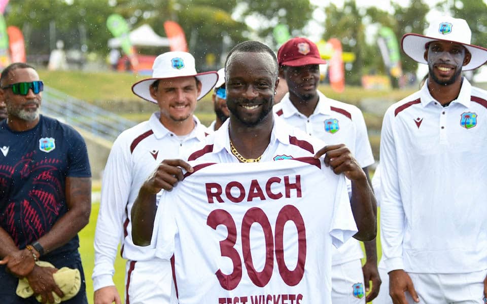 Kemar Roach Celebrated for 300 Test Wickets by West Indies