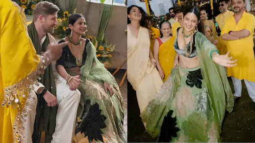 Jennifer Winget Ditches Yellow, Stuns in Green at Haldi Bash