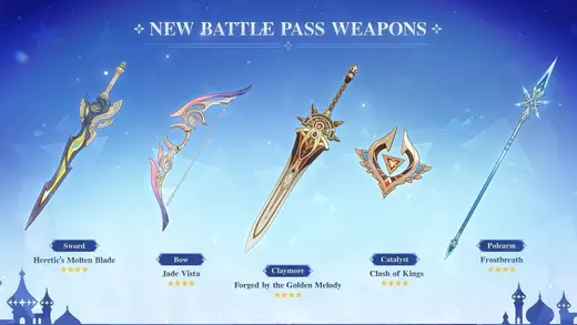 All Genshin Impact 7.0 battle pass weapons, ranked: Which weapon should you go for?
