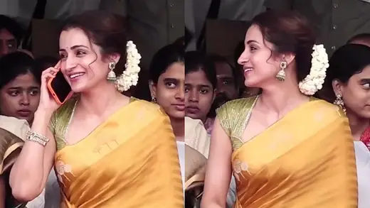 Trisha Krishnan Dazzles in Saffron Saree at Independence Day