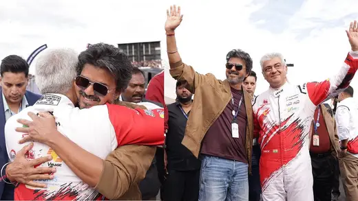 Vijay and Ajith's Hug at Silverstone Ends Fan Rivalry