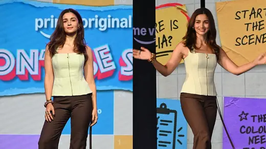 Alia Bhatt Dazzles in Mint Corset and Flared Pants at Launch