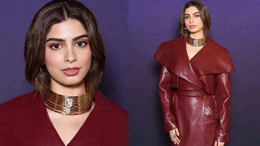 Khushi Kapoor's Enchanted Burgundy Leather at Paris Fashion Week