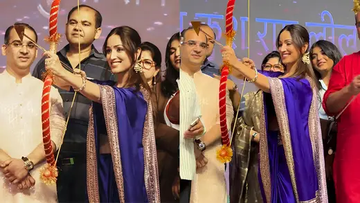 Yami Gautam Dazzles In Purple Saree At Dussehra 2026